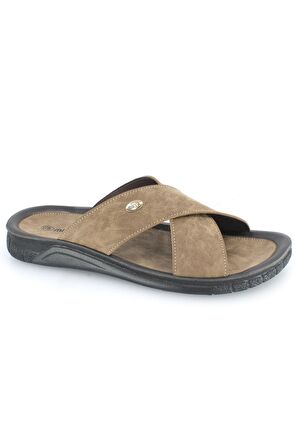 Vegas Anatomik Taban Bantlı Şık Suya Dayanıklı Erkek Terlik Vizon