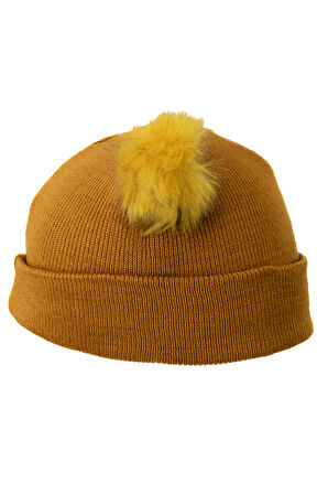 Oppland Kız Çocuk Kışlık Kalın Bere Çift Ponpon Model Pamuklu Katlamalı Sıcak Tutar Esnek Rahat