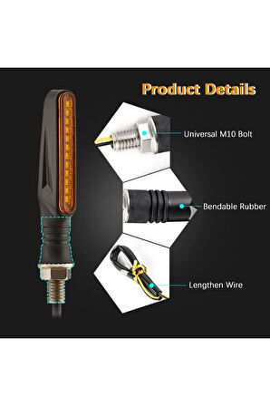 Motosiklet Kayar Ledli Sinyal Sarı Işık 2Li