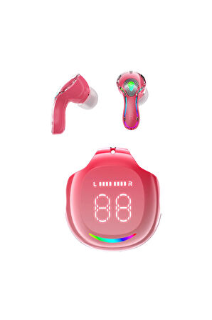 sarj kutusu kırmızı renk bluetooth kablosuz kulaklık (wireless sarj özellik + Aktif Gürültü Önleme.)