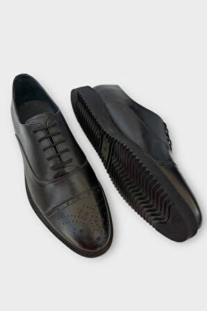 Erkek Bağcıklı Klasik Hakiki Deri Ayakkabı SİYAH