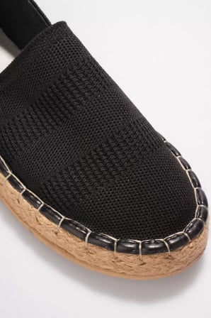 Siyah Triko El Yapımı Espadril Jüt Sargı Günlük Yazlık Ayakkabı