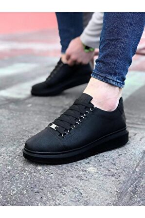 Düz Erkek Casual Ayakkabı Vegan Kömür Topuk Boyu 3 Cm
