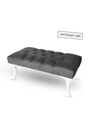 Kapitoneli Kapıönü Ayak Ucu Bench Puf Makyaj Koltuğu– 80 x 40 cm - Koyu Gri