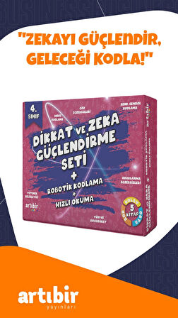 4 Sınıf-(5 KİTAP) Set Dikkat ve Zeka Güçlendirme Hızlı Okuma Kitabım Robotik Kodlama