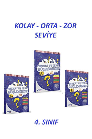 4. Sınıf Dikkat ve Zeka Güçlendirme 3'lü Set Kolay, Orta, Zor Seviye