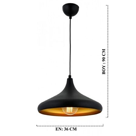Pera Siyah Tekli Modern Retro Sarkıt Retro Salon Avize 