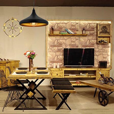 Pera Siyah Tekli Modern Retro Sarkıt Retro Salon Avize 