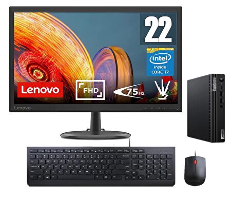 LENOVOThinkCentre M70q Gen 3 İntel Core i7-12700T 8GB 512GB SSD FREEDOS FHD 21.,5 Mon Mini Masaüstü Bilgisayar TİNY11T30036TXM02+ZettaUsbBellek