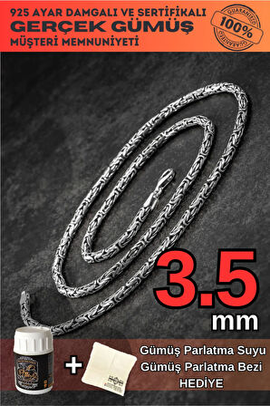 Erkek Gümüş Kolye Yuvarlak Kral Model 3,5 Mm