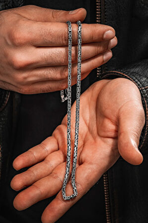 Erkek Gümüş Kolye Yuvarlak Kral Model 3,5 Mm