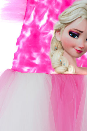 Oppland Kız Çocuk Gelinlik Kostüm Elbise 5-6-7-8 Yaş Çiçekli Simli Küpürlü Astarlı Şirin Karekter