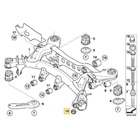 BMW X1 1 SERİ 3 SERİ ARKA TRAVERS VE TAŞIYICI BURCU 33326763092