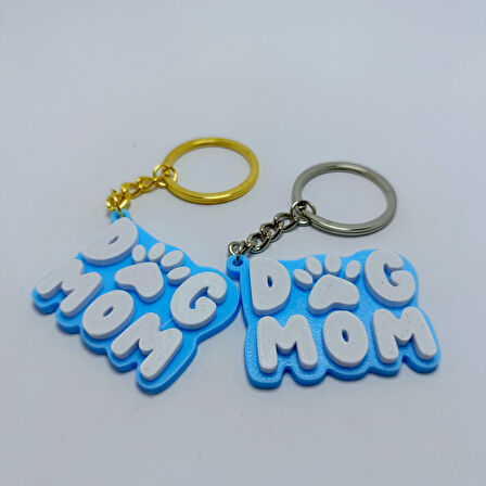 Dog Mom - Mavi  - Anahtarlık