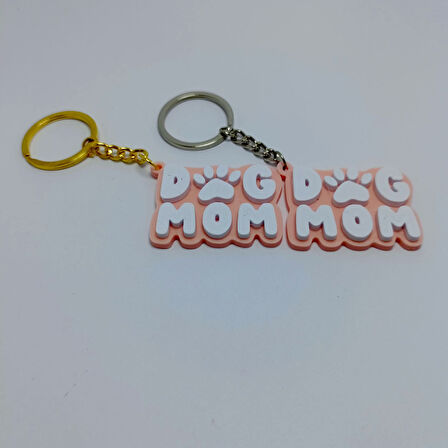 Dog Mom - Pembe  - Anahtarlık