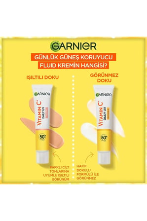 C Vitamini Parlak Günlük Güneş Koruyucu Fluid Yüz Kremi Görünmez Doku SPF50+ 40ml