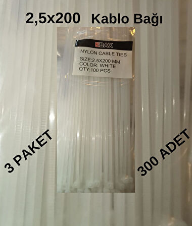 Ebax Kablo Bağı 200*2.5 3 Paket (300ad.)