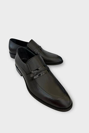 Erkek Tokalı Klasik Hakiki Deri Ayakkabı SİYAH