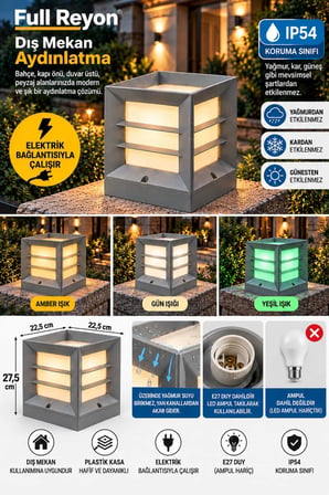 Gri Renk Izgaralı E27 Duylu Elektrikle Çalışır Set Üstü Bahçe Duvar Apliği Duvar Üstü Modern Armatür