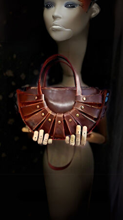 CARIDEA El Yapımı Hakiki Deri Kadın Çanta, Clutch, El Omuz Çantası v3