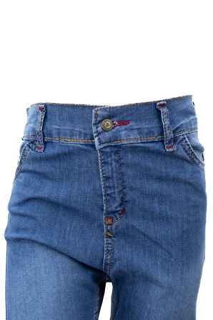 Oppland Yazlık Erkek Çocuk Kot Kapri Şort 3-12 Yaş için Diz Altı Pamuklu Cepli Rahat Sempatik