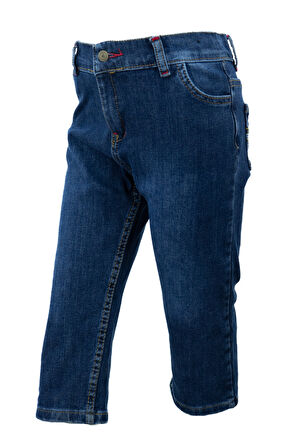 Oppland Yazlık Erkek Çocuk Kot Kapri Şort 3-12 Yaş için Diz Altı Pamuklu Cepli Rahat Sempatik