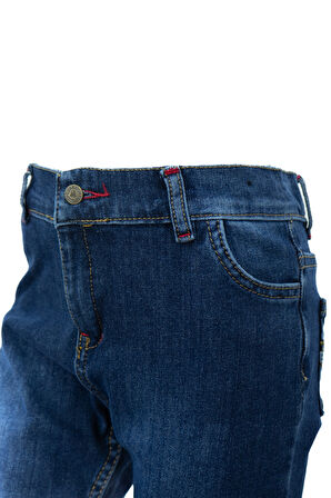 Oppland Yazlık Erkek Çocuk Kot Kapri Şort 3-12 Yaş için Diz Altı Pamuklu Cepli Rahat Sempatik