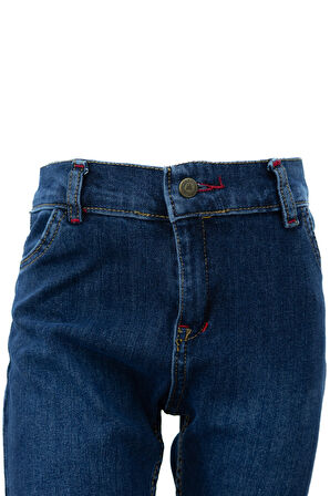 Oppland Yazlık Erkek Çocuk Kot Kapri Şort 3-12 Yaş için Diz Altı Pamuklu Cepli Rahat Sempatik