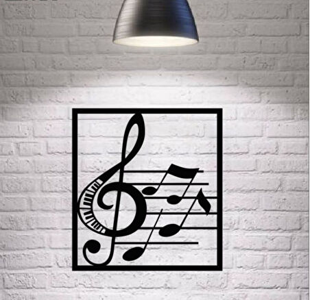 Siyah Ahşap Sol Anahtarı Nota 50cm X 55cm Tablo Duvar Dekoru 3mm Mdf Lazer Kesim