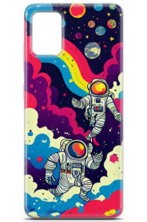 Samsung Galaxy A71 uyumlu Renkler 15 HD Kapak Astronot Gezegen