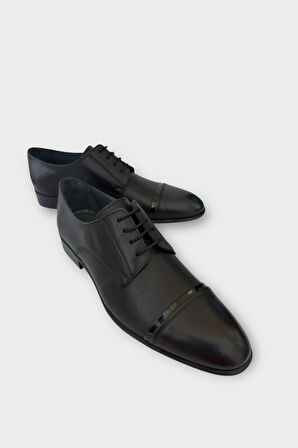 Erkek Bağcıklı Klasik Hakiki Deri Ayakkabı SİYAH