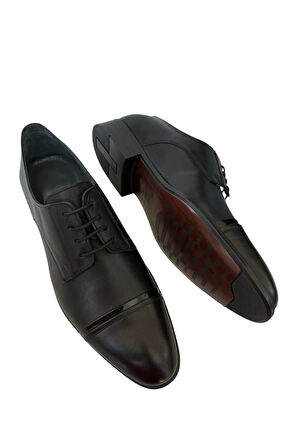 Erkek Bağcıklı Klasik Hakiki Deri Ayakkabı SİYAH
