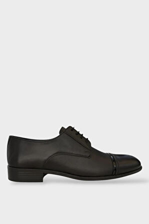 Erkek Bağcıklı Klasik Hakiki Deri Ayakkabı SİYAH