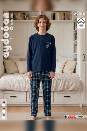 Aydoğan Genç Erkek interlok Lacivert Reha Pijama Takımı 0490