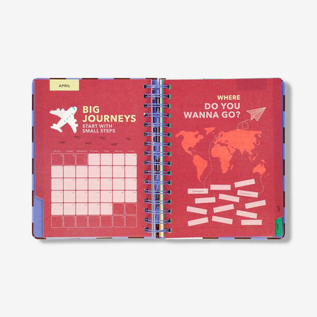 Flying Tiger Bordo Kareli Çalışma Planlayıcı Defter