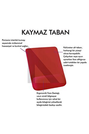 Mp02 - Kırmızı Dörtgen Bilek Destekli Mouse Pad | Konfor, Kaymaz Taban, Ergonomik, Yumuşak, Ev,ofis