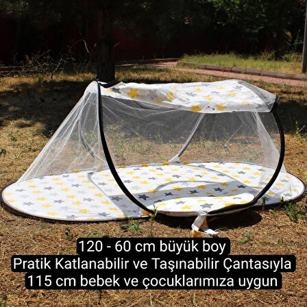 Katlanabilir Bebek Cibinlik Tül Sineklik Haşere Koruyucu Çantalı Bebek Gölgelik Çadırı 120-60 cm