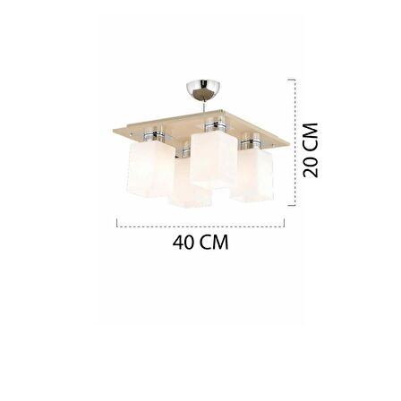 Atlas 4 Lü Kahve Kare  Modern Genç Odası Mutfak- Banyo Mutfak Salon Avize