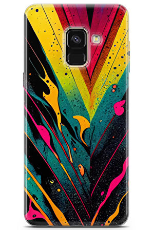 Samsung Galaxy A8 2018 uyumlu Renkler 17 Baskılı Kapak Soyut Renk Sarı