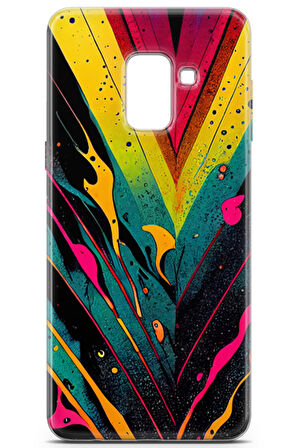 Samsung Galaxy A8 2018 uyumlu Renkler 17 Baskılı Kapak Soyut Renk Sarı