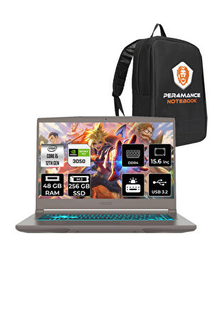 MSI Thin 15 i5 12450H 48GB 256GB SSD RTX3050/4GB 15.6" FHD 144HZ FDOS B12UC91TR & PER4 ÇANTA