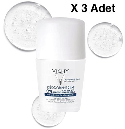 Vichy 24H Dry Touch Deodorant for Sensitive Skin – 50ml - 3 Adet