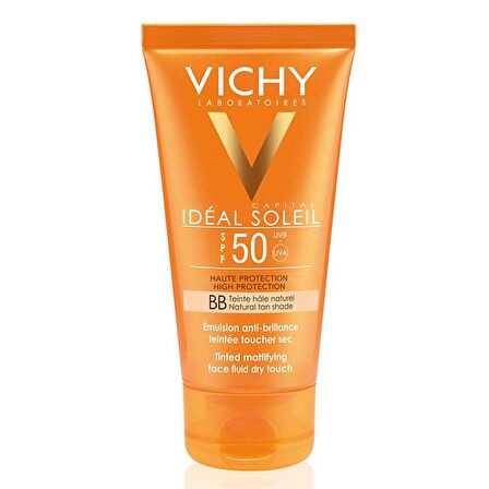 Vichy Ideal Soleil 50 Faktör Yaşlanma Karşıtı Karma-Yağlı Ciltler İçin Renksiz Yüz Güneş Koruyucu Krem 50 ml