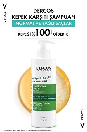 Vichy Dercos Anti Dandruff Normal ve Yağlı Saçlar için Kepek Karşıtı Şampuan 390 ml