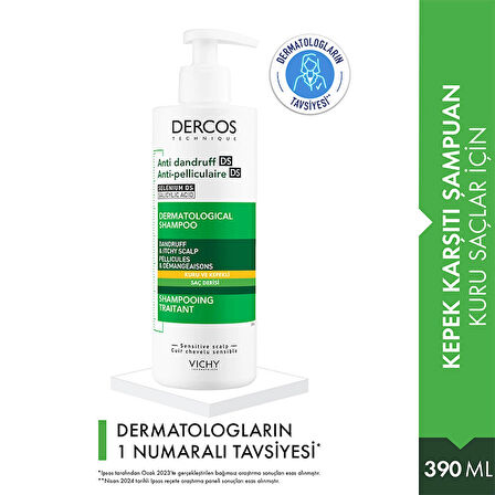 Vichy Dercos Anti-Dandruff Kepek Karşıtı Şampuan 390 ml Kuru Saçlar İçin