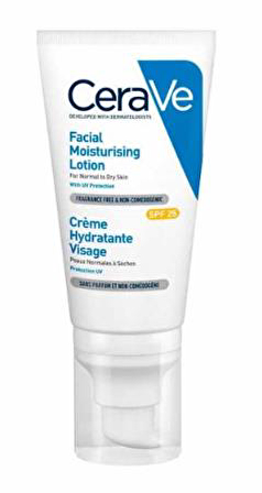 Cerave Facial Moisturising Kuru Ciltler İçin Hyalüronik Asitli Su Bazlı Yağsız SPF25 Nemlendirici Yüz Bakım Losyonu 52 ml