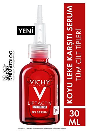 Vichy Liftactiv Specialist B3 Tüm Cilt Tipleri İçin Su Bazlı Yağsız Nemlendirici Yüz Bakım Serumu 30 ml
