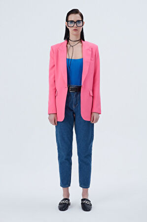 Blazer Ceket Neon Pembe