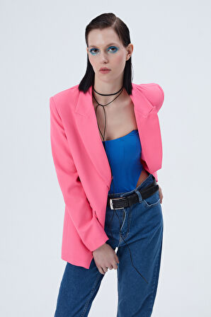 Blazer Ceket Neon Pembe