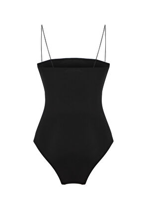 Çıtçıtlı İnce Askılı Bodysuit Siyah